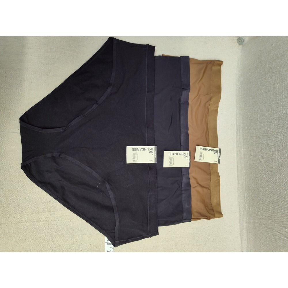 No Boundaries Womens‎ Panties Lot of 3 XXXL 22 Hipster Brief Black Brown NB3054